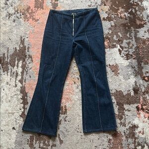 Helmut Lang dark wash blue denim cotton flare boot cut wide leg jeans
